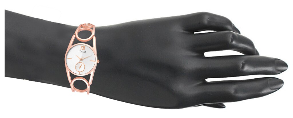 LOREM Analogue White Dial Rosegold Strape Fashion Wrist Watch For Women